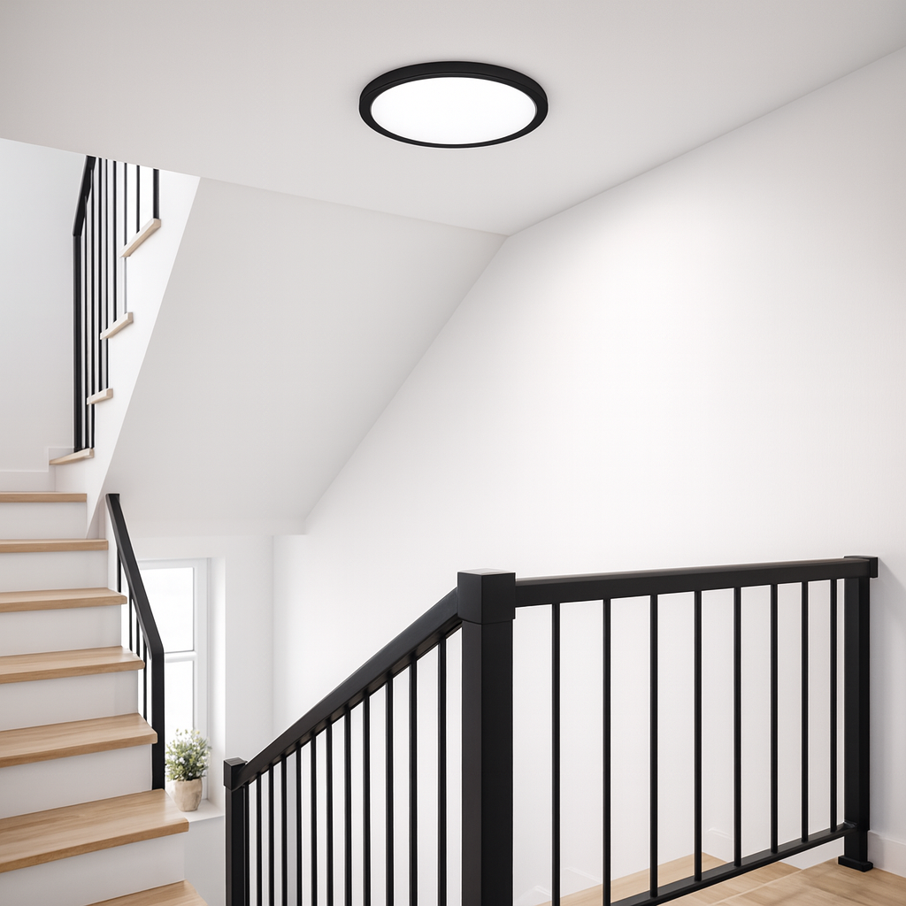 Panel LED 18W 22,5cm IP20 4000K neutralna biel 2w1 plafon sufitowy okrągły czarny XUDO - 5