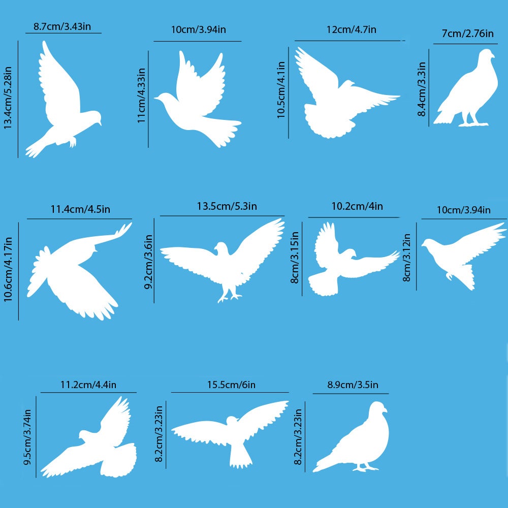 Autocollants anti-collision pour oiseaux de fenêtre, protection de porte en verre et sauvez les oiseaux, réflexion, 11 Pcs, Dégager - 6