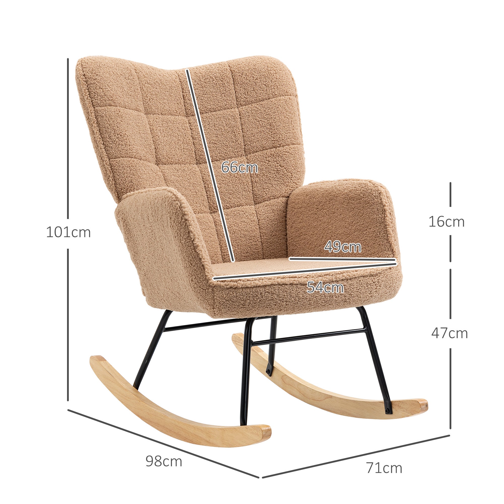Fauteuil à bascule rocking chair revêtement effet laine bouclée ...