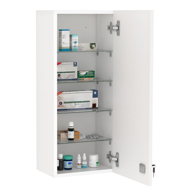 Armoire De Pharmacie Murale Avec Verrou 5 tag res Ajustables Bois Et armoire-de-pharmacie-murale-avec-verrou-5-tag-res-ajustables-bois-et