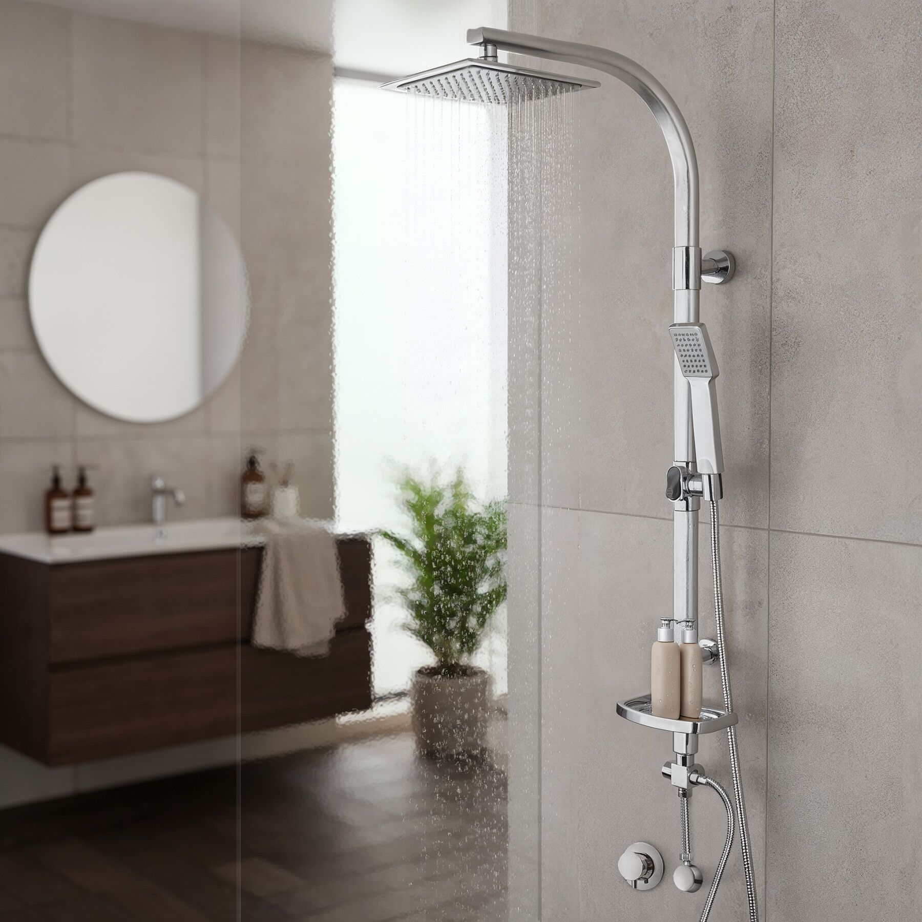 Colonne de douche à effet pluie en alliage en aluminium avec porte savon TECTAKE - 2