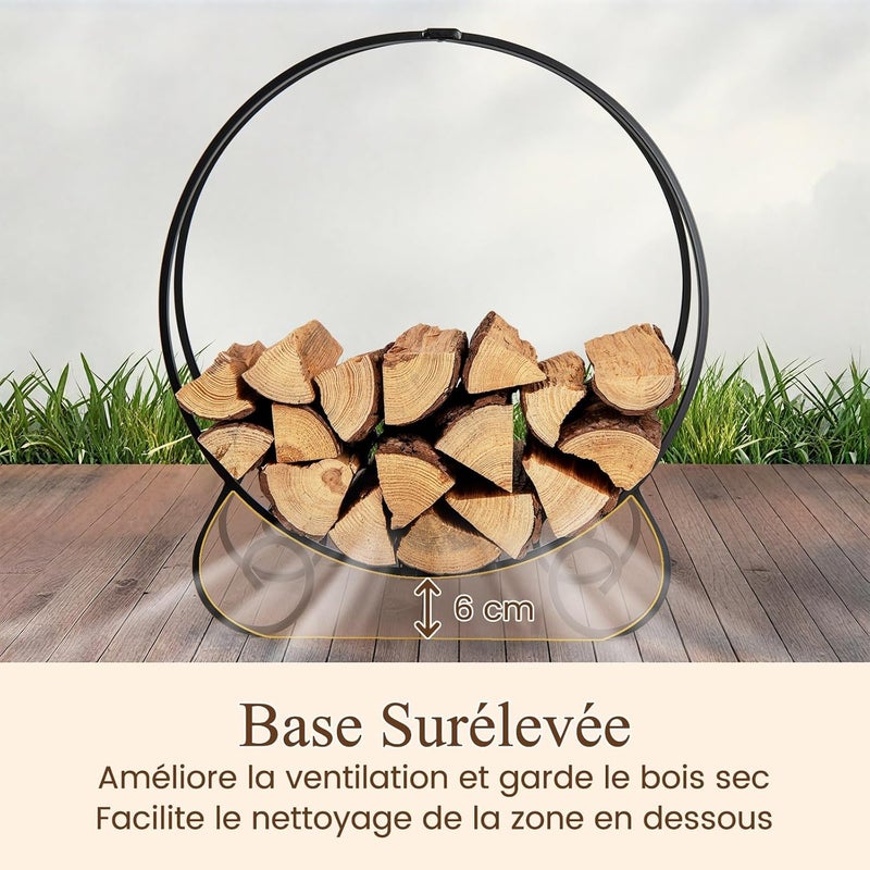 Metalowy Stojak na Drewno Kominkowe do Wnętrz, Stojak na Drewno Kominkowe do Wnętrz z Okrągłą Konstrukcją 59 x 27 x 64 cm , Nośność 270 kg