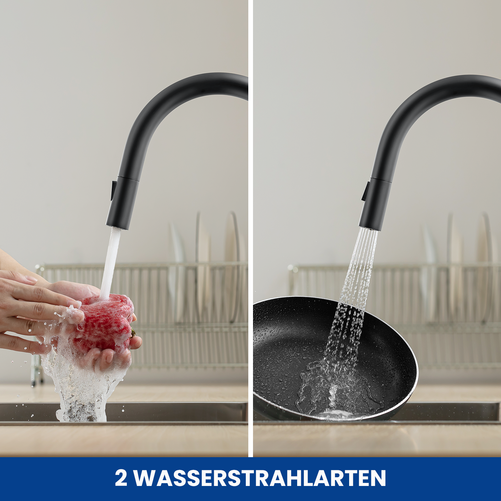 Cecipa max Mitigeur de Cuisine avec Douchette Extractible Robinet de Cuisine avec 2 Types de Jet D'eau Robinet d'évier (Noir),EU Modèle - 3
