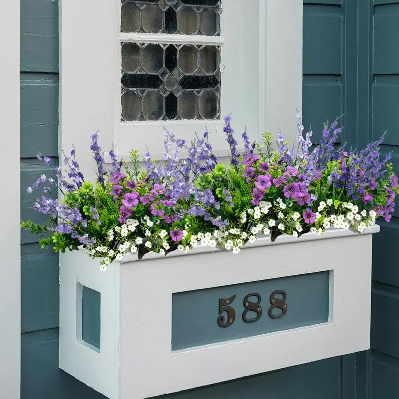Lot de 18 Bouquets Artificiels pour Extérieur – Lavande et Fleurs Vertes – Décoration Élégante Jardin, Maison de Campagne – Résistant au Soleil (UV) - 3