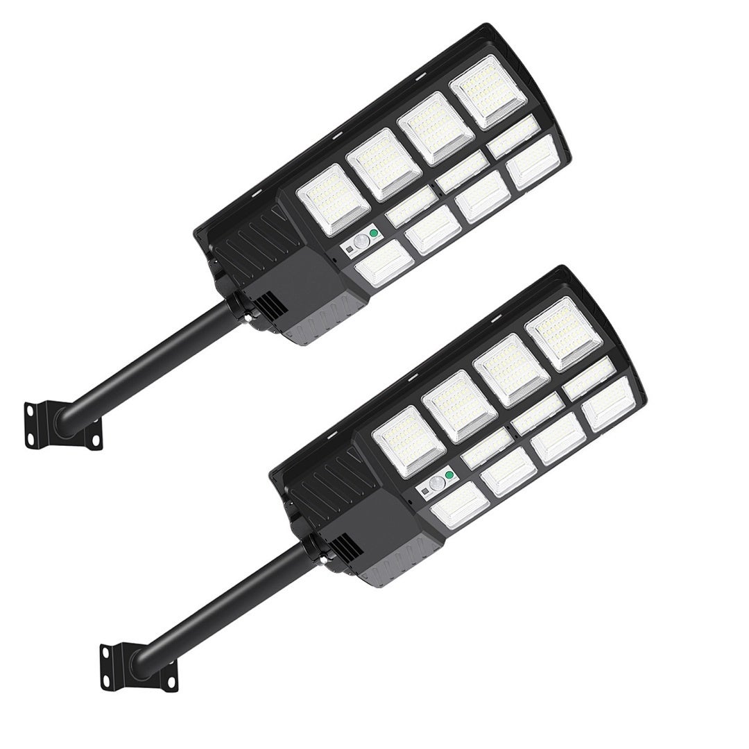 2x Zewnętrzny Kinkiet Solarny LED 400W, IP67 Wodoszczelny, 4 Tryby Oświetlenia, Czujnik Radarowy 180°, Pilot