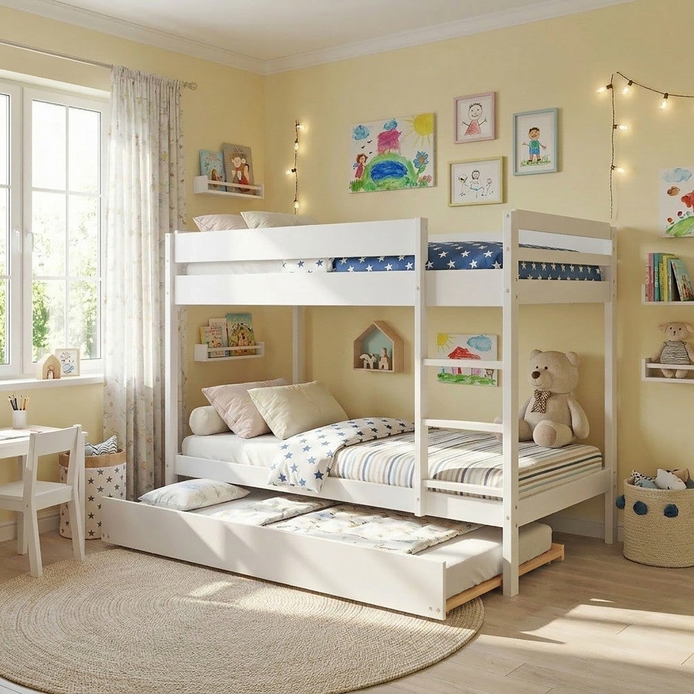 LIT SUPERPOSE WALLY 90x190 + 2 SOMMIERS + 1 LIT TIROIR/ BLANC - 6