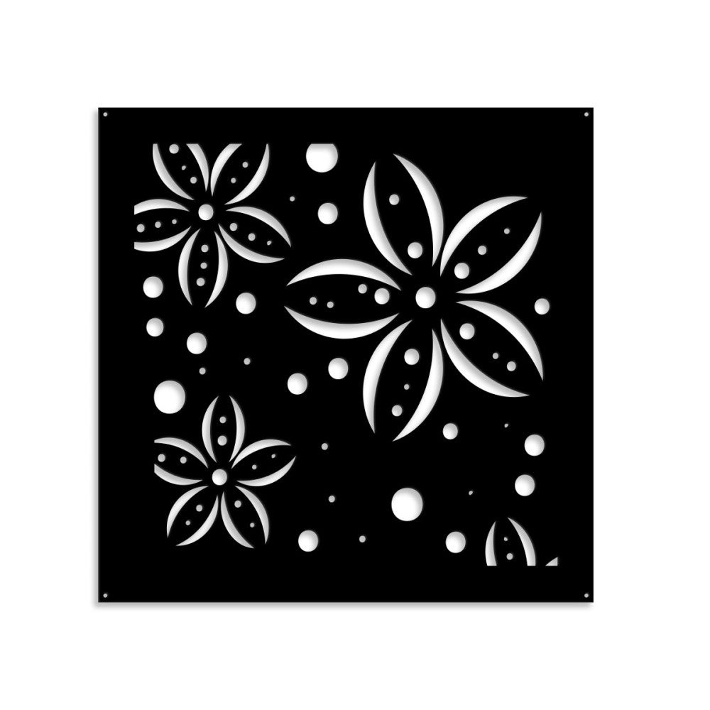 KWIATY - Panel perforowany PCV - 73x73 cm Czarny parasol - grubość 1 cm