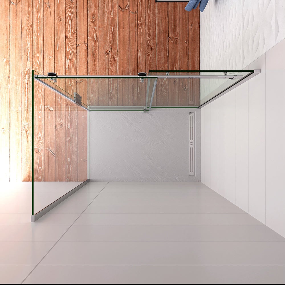 195 cm Box Doccia Angolare Porta Scorrevole 120 cm con Parete Fissa 70 cm in Vetro da 6 mm Temperato Trasparente Cromo Lucido - 3