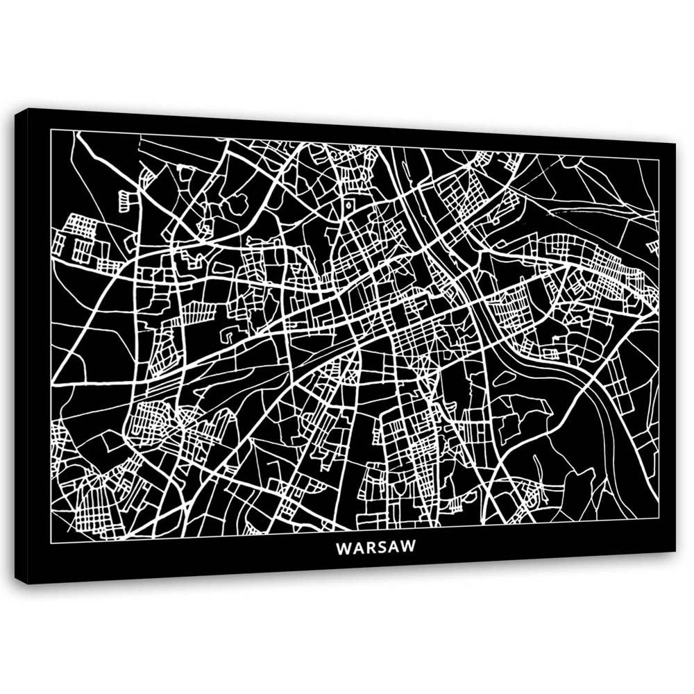Obraz na płótnie, Warszawa - plan miasta 100x70