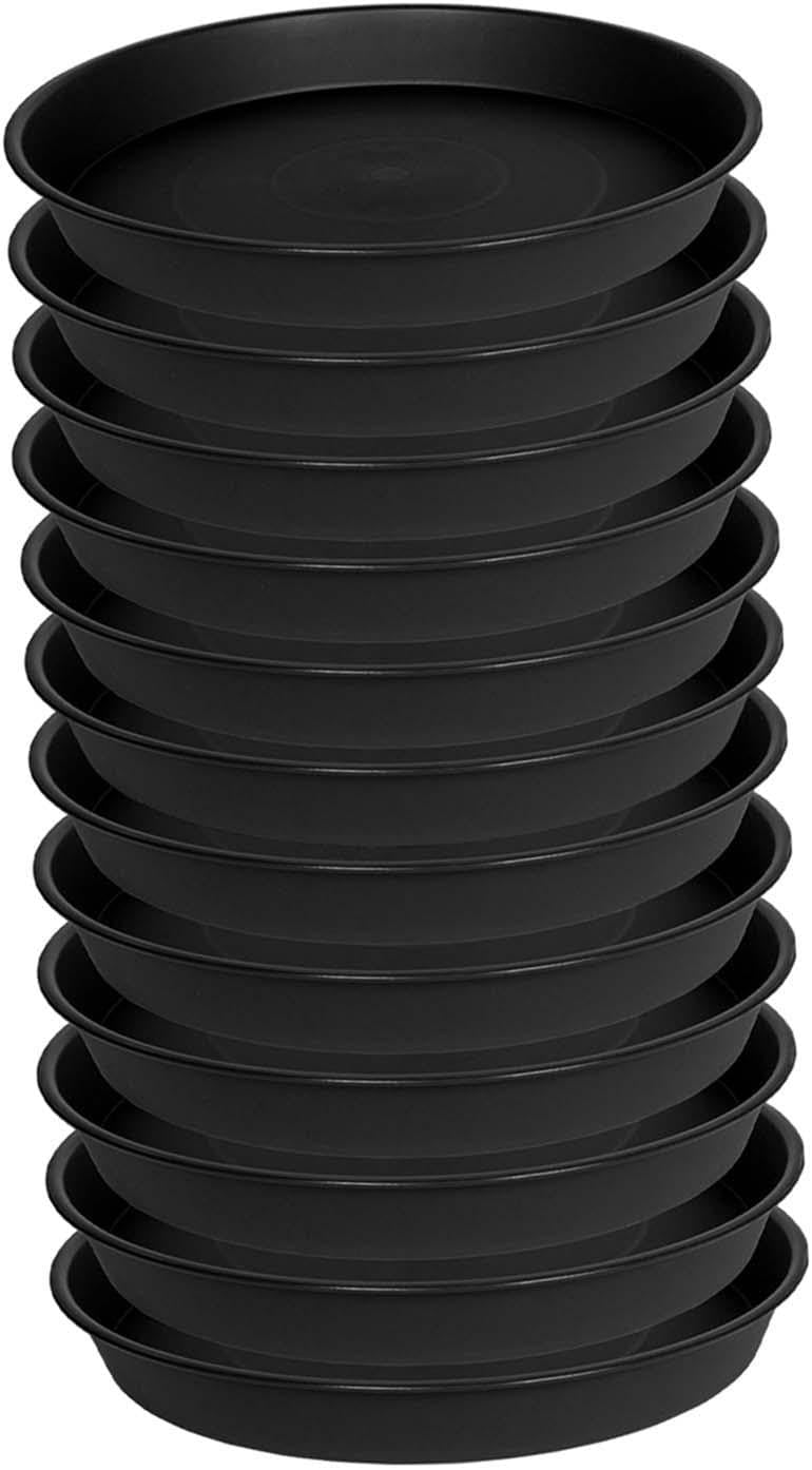 Czarna podstawka na doniczki, 30 x 30 x 3,4 cm, mieści 12 doniczek, plastikowa podstawa, do stosowania w ogrodzie wewnątrz i na zewnątrz.