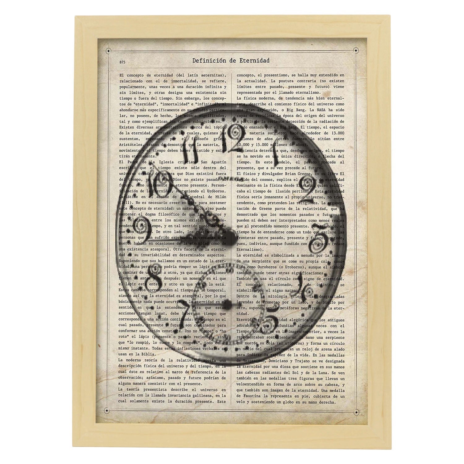 Poster de reloj.láminas vintage para posters con diseño vintage y definiciones. marco blanco - a3