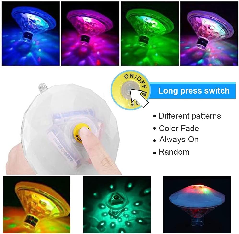 Lumière LED diamant submersible, lumière de bain Disco, IP68, lumière sous-marine, 7 Modes, lumière Submersible pour salle de bain Spa - 4