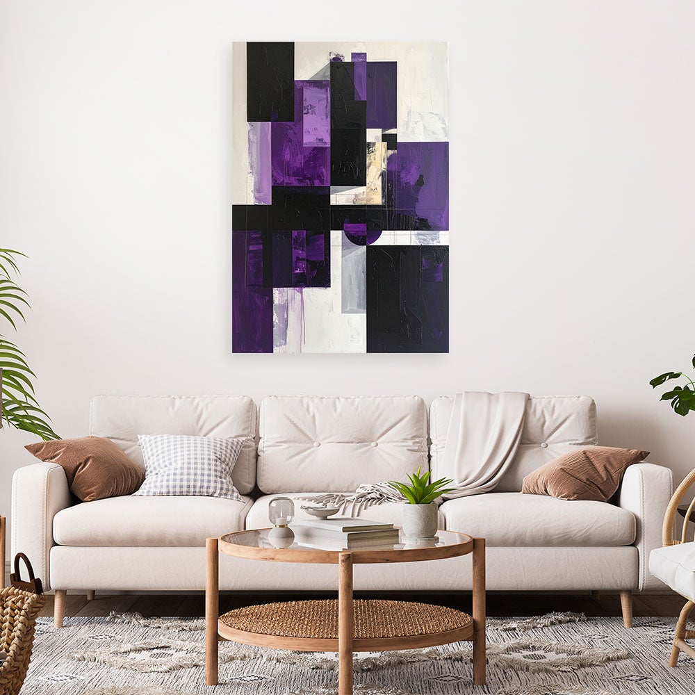 Obraz do salonu sypialni biura, Fioletowe kształty geometryczne 40x60 - 2