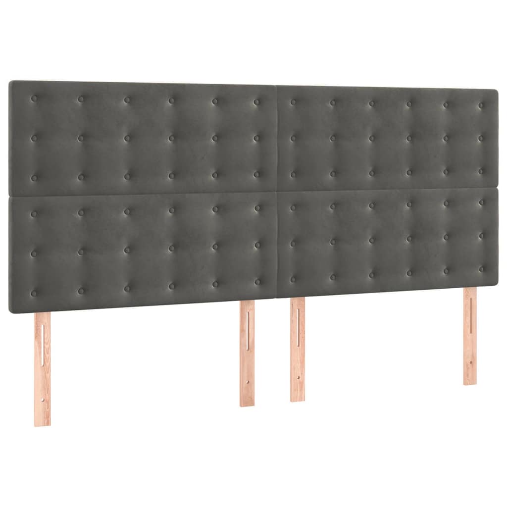 Cadre de lit sans matelas velours gris foncé 200x200 cm - 9