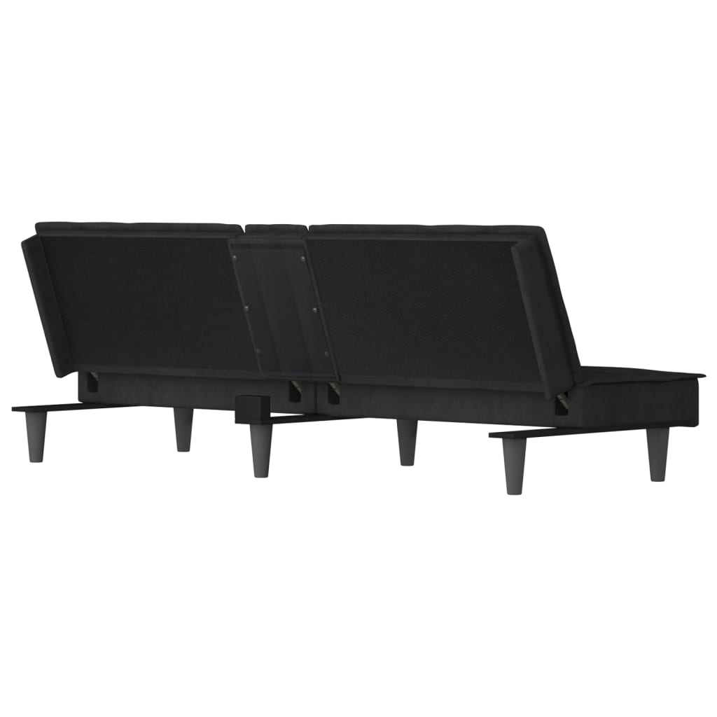Divano letto con portabicchieri 200 x 89 x 70 cm velluto nero 02_0019846 - 5
