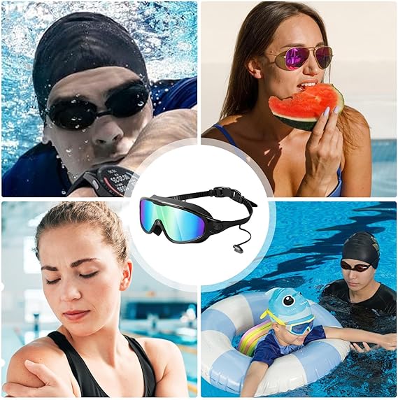 Lunettes de natation pour adultes, protection UV, étanches, champ de vision clair et large, avec sangles réglables, 2 pièces. - 8