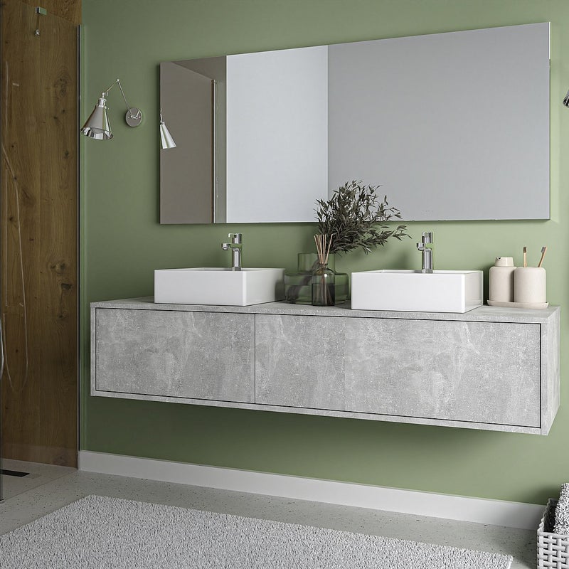 Szafka łazienkowa wisząca pod umywalkę - Szary - szer. 150 cm - ISAURE II