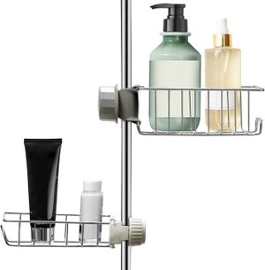 2x Mensola Portaoggetti Doccia, Acciaio Inox, Senza Trapano, Angolare, Supporti Adesivi, 7x26,5x26,5, Argentato | Leroy Merlin