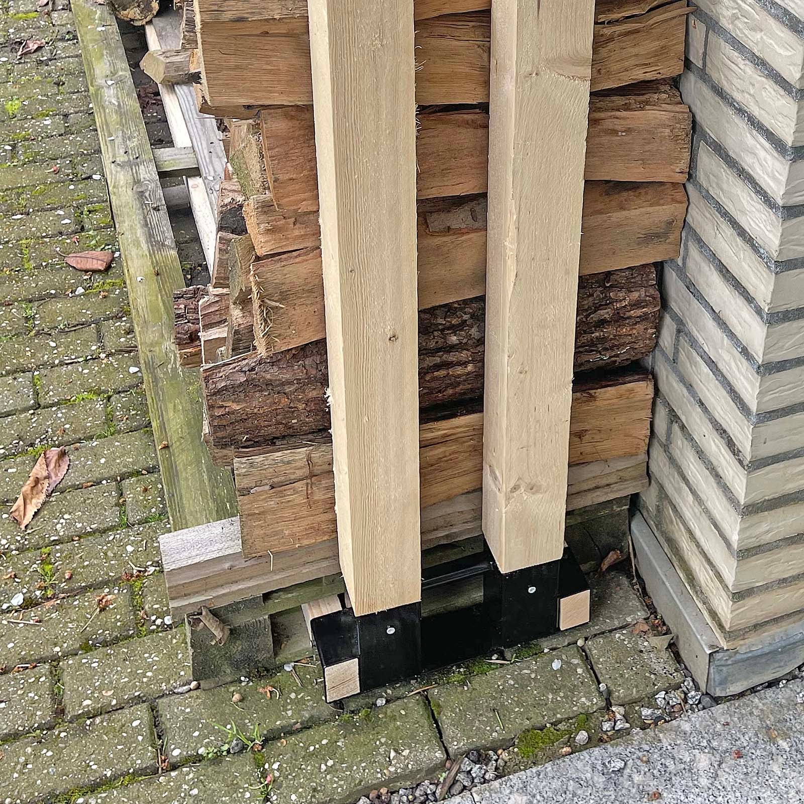 Lot de 2x Support serre-bûches – 335 x 85 x 130 mm – Revêtement par poudre – Patins range-bûches pour Stockage Empilage de Bois de… Wiltec - 3