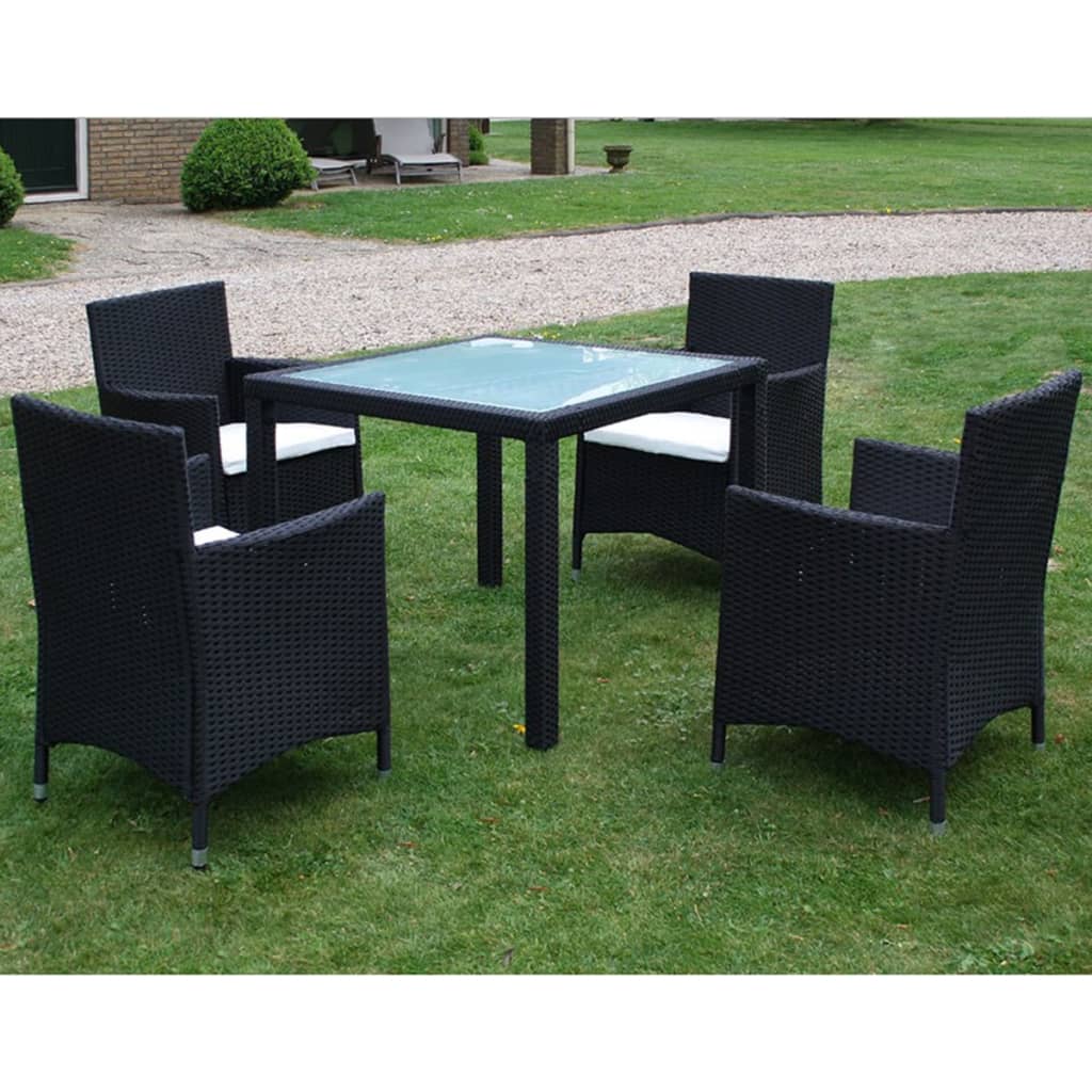 5-cz. zestaw mebli ogrodowych z poduszkami, rattan PE, czarny vidaXL