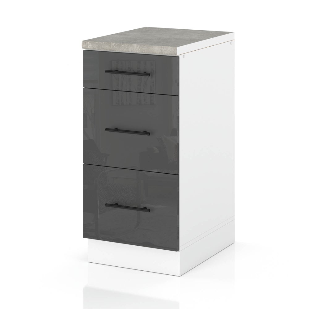 Szafka kuchenna stojąca z blatem 3 szuflady 40cm spremium szary połysk