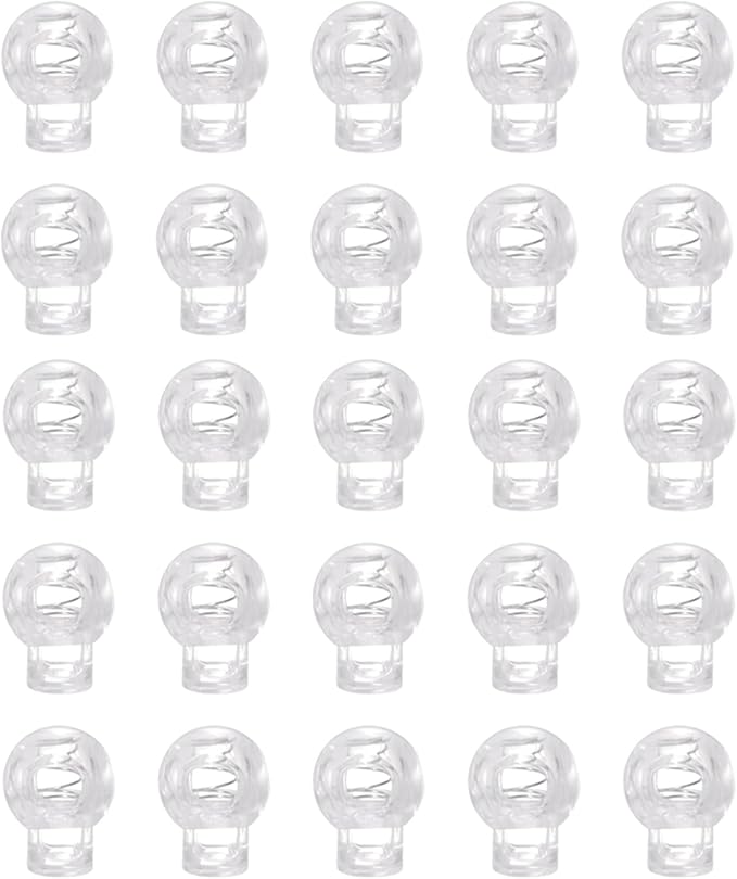 25 Verrous Ronds Transparents Pour Cordon - Bloque-cordons élastiques, Lacets, Sacs | Réutilisables, Légers, Anti-défaite - 3