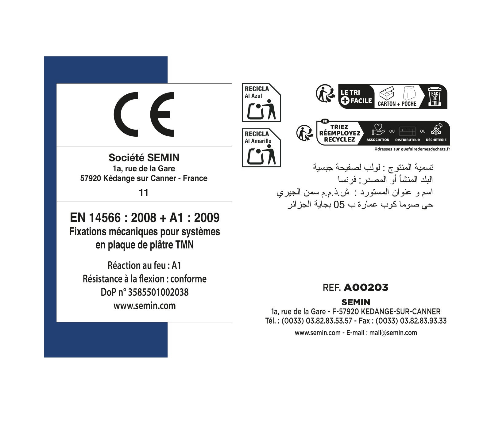 Vis auto perceuse Semin pour la fixation des plaques de plâtre sur l'ossature - intérieur - 25 mm x 3.5 mm - boîte de 1000 pièces - 8