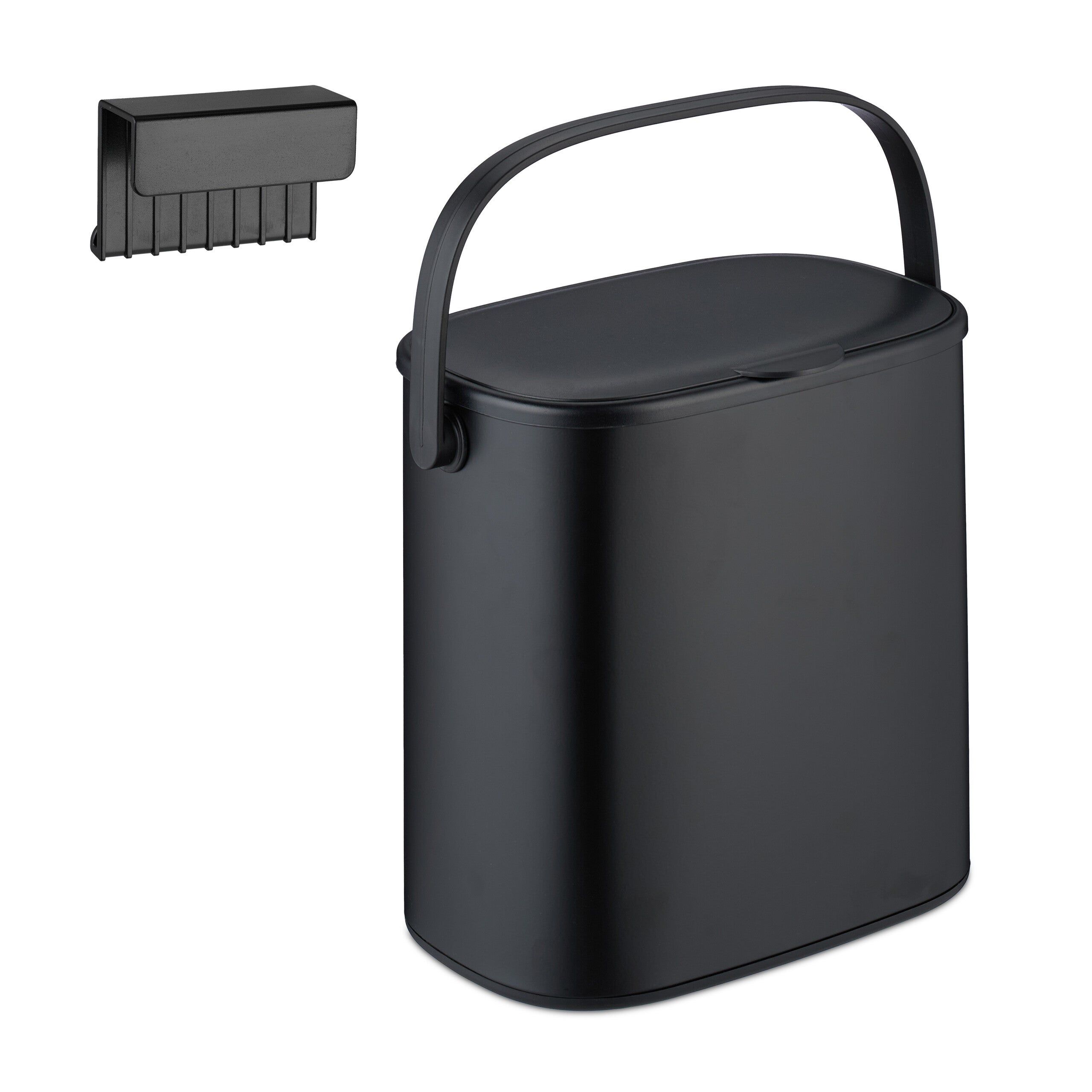 Kazai.® Cestino Bagno Piccolo 'Tove' - 1,5L | Esclusivo Mini Cestino di Design da Berlino | Pattumiera da Tavolo per Bagno, Cucina & Scrivania | Antiscivolo, Secchio Interno | Nero