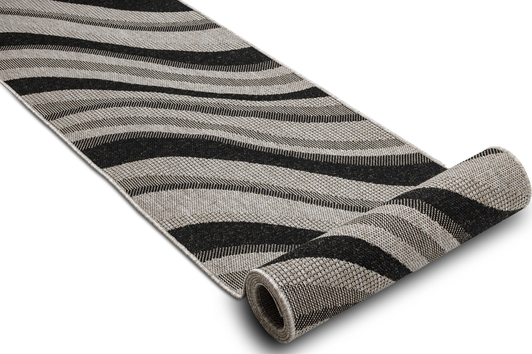 CHODNIK SIZAL FLOORLUX wzór 20353 srebrny / czarny 100 cm 100x380 cm