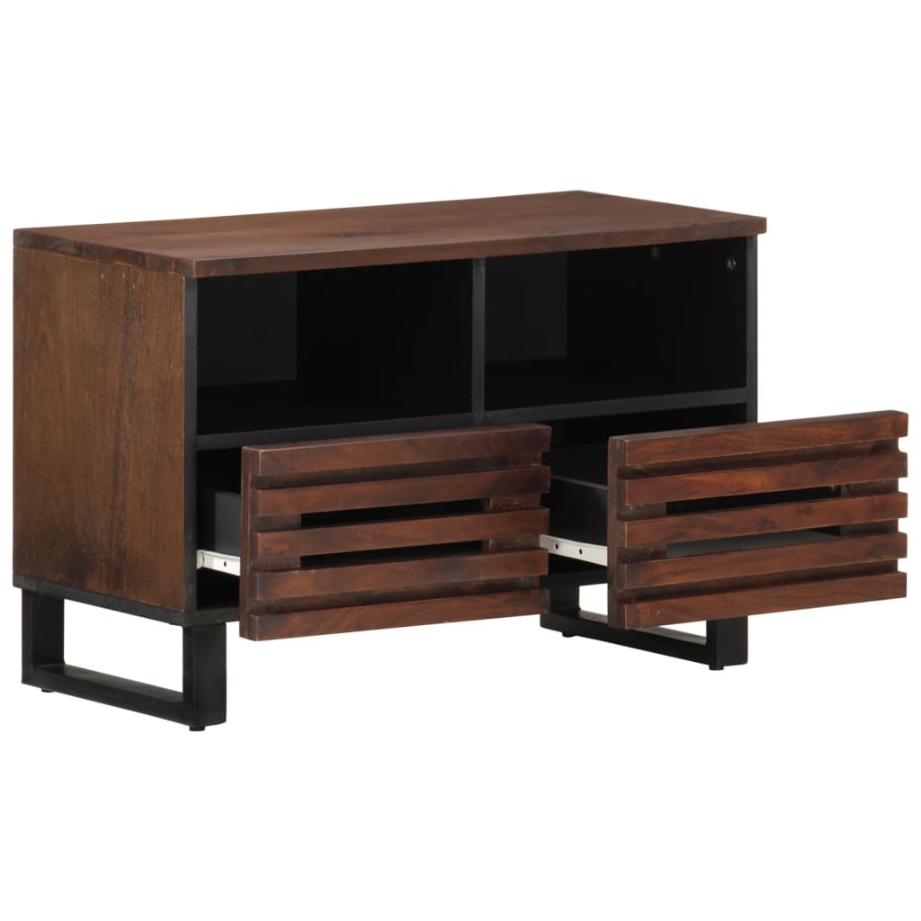 Móvel de TV em madeira de mangueira maciça castanha 70x34x46 cm - COMFORTXL - 5