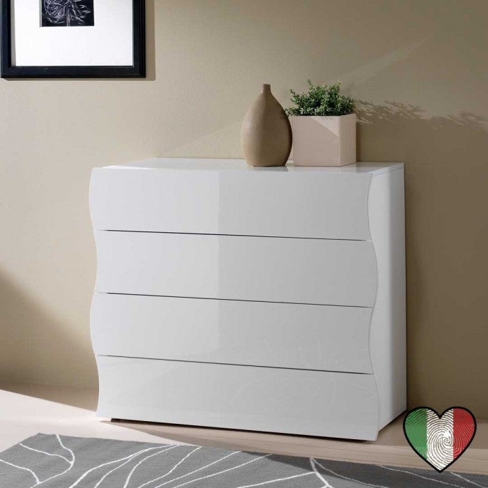 Comò 6 cassetti grigio laccato lucido L 159 - Onda