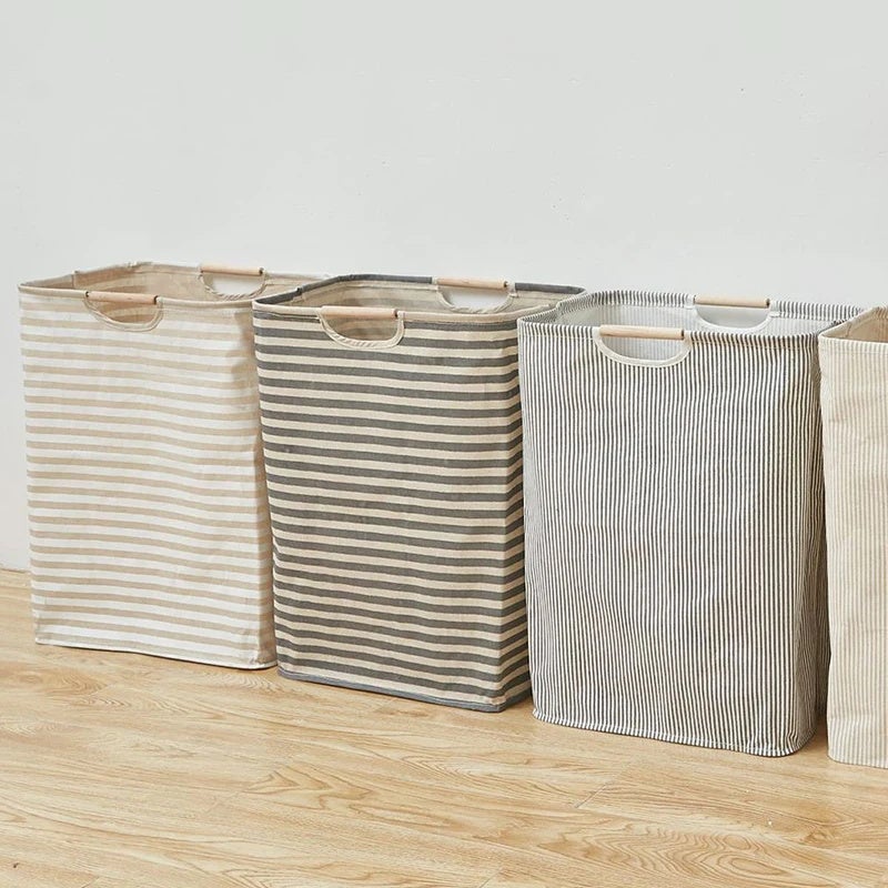 Bac de rangement pour vêtements sales en coton et lin, panier à linge pliable pour vêtements et jouets d'enfants, 40 x 27 x 56 cm - 7