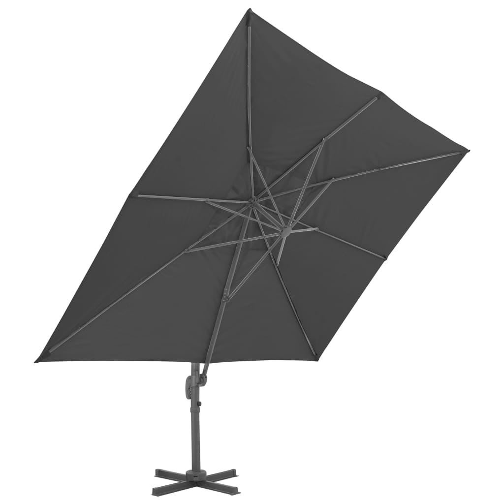 Parasol déporté avec mât en aluminium 4x3 m Noir - 4