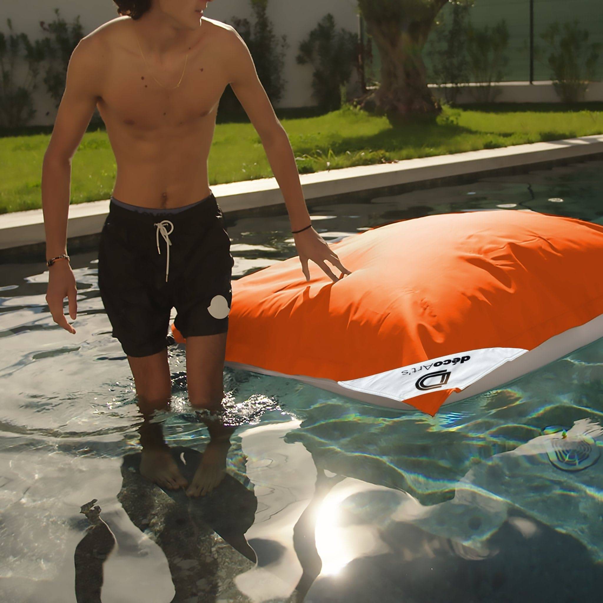 Pouf Géant XXL Déhoussable, Flottant pour Piscine, Deco Arts Orange - 4