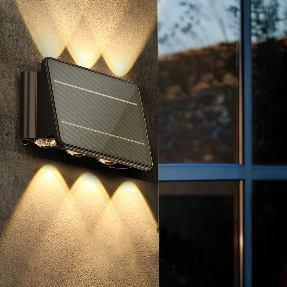 Zewnętrzna lampa solarna, kinkiet solarny z oświetleniem góra-dół, wodoodporny kinkiet solarny od zmierzchu do świtu do ogrodu na dziedzińcu