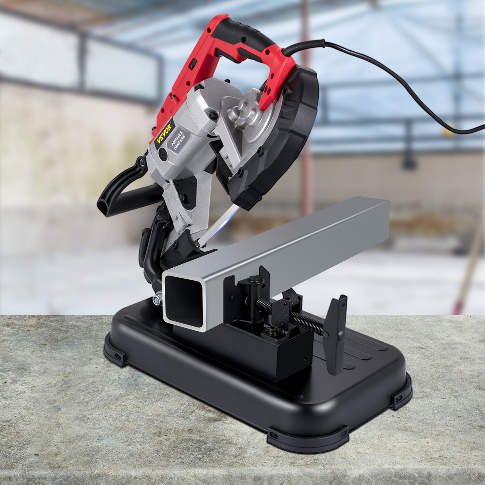 Scie à Ruban Mobile VEVOR pour Métaux et Travail du Bois 1100W Coupe Réglable - 8