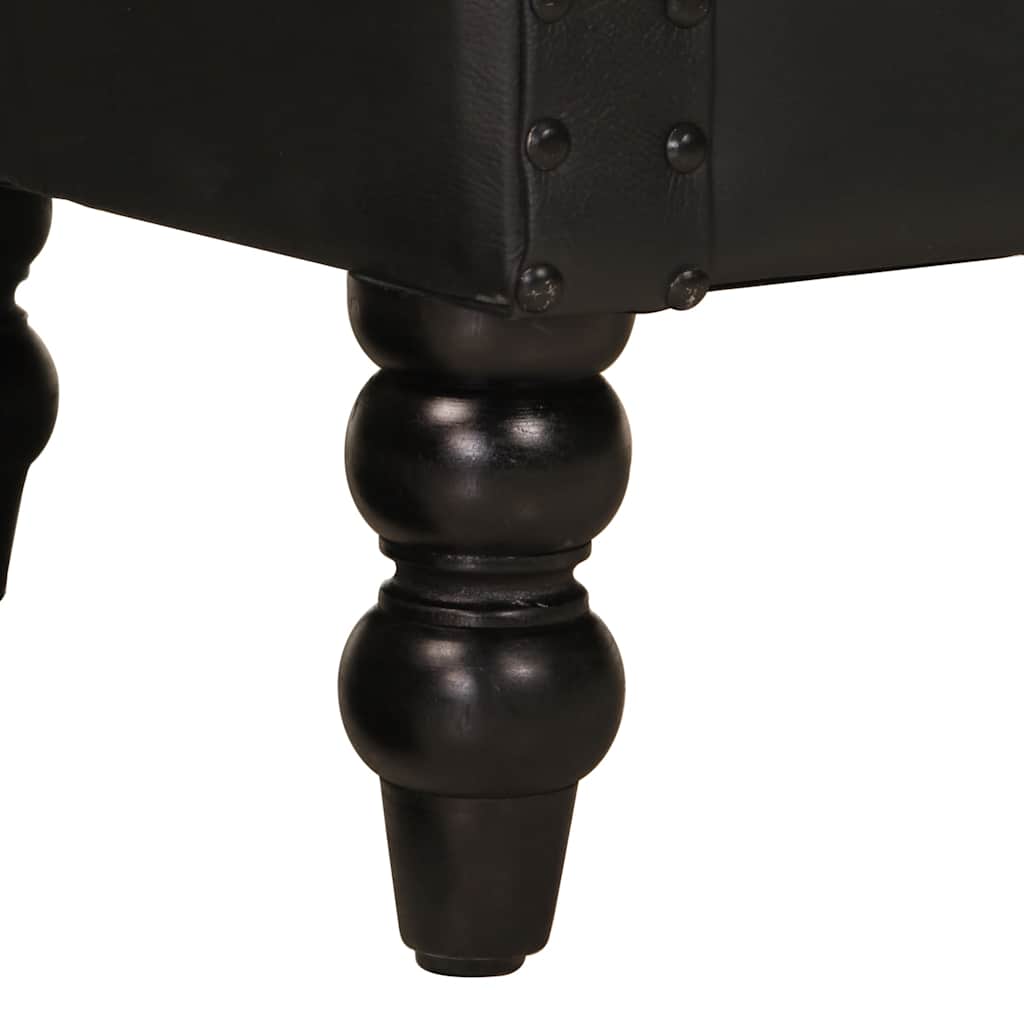 vidaXL Fauteuil Noir Cuir de chèvre véritable - 8