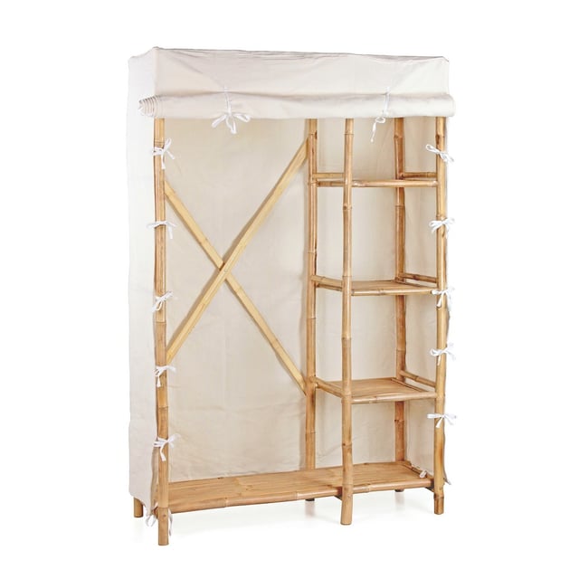 Scaffale con 3 ripiani e appendiabiti 110x170h in bambù