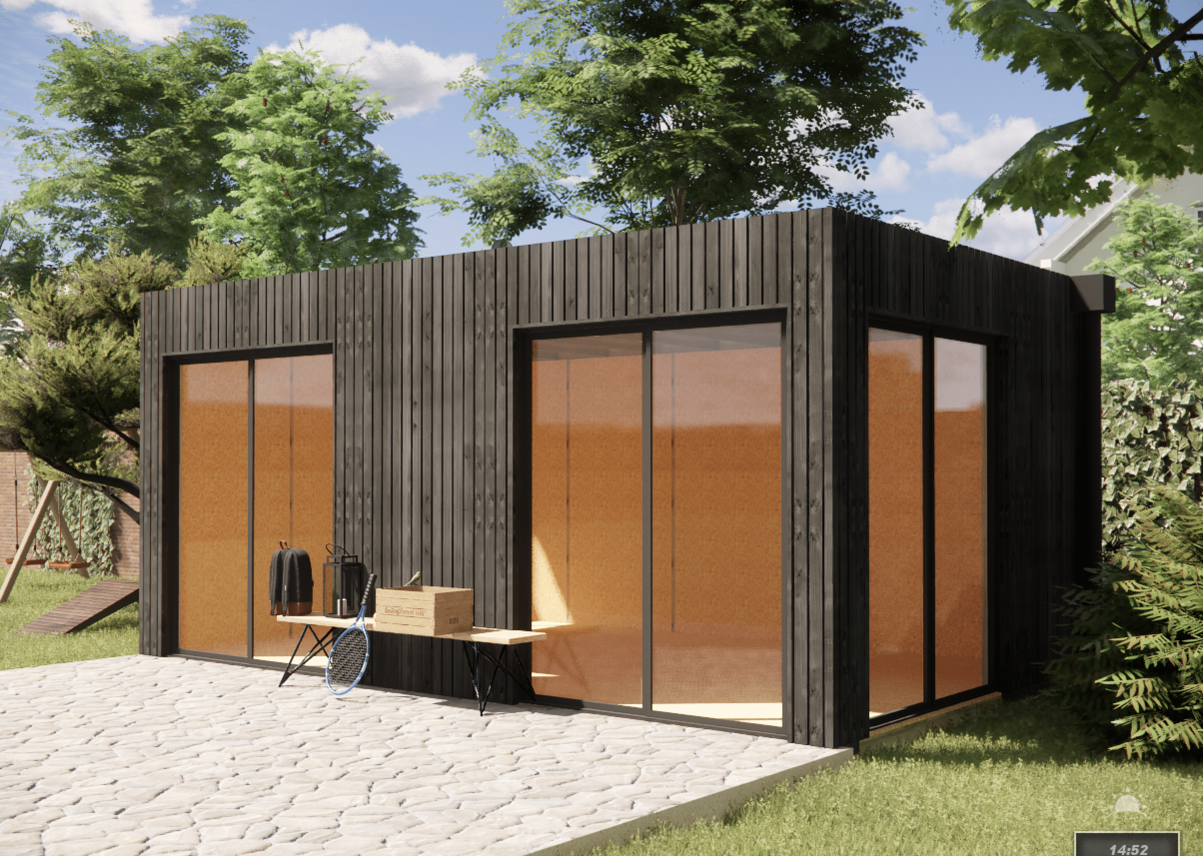 Studio jardin location saisonnière en bois 5,5 x 3,5 x 2,7 m / menuiseries alu k-line - 6
