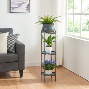 Support Plantes Métal Support De Plantes En.casa Avec Bac Intégré - Métal Noir 100x30x30cm - Étagère Porte-Plantes Design Porte Plante