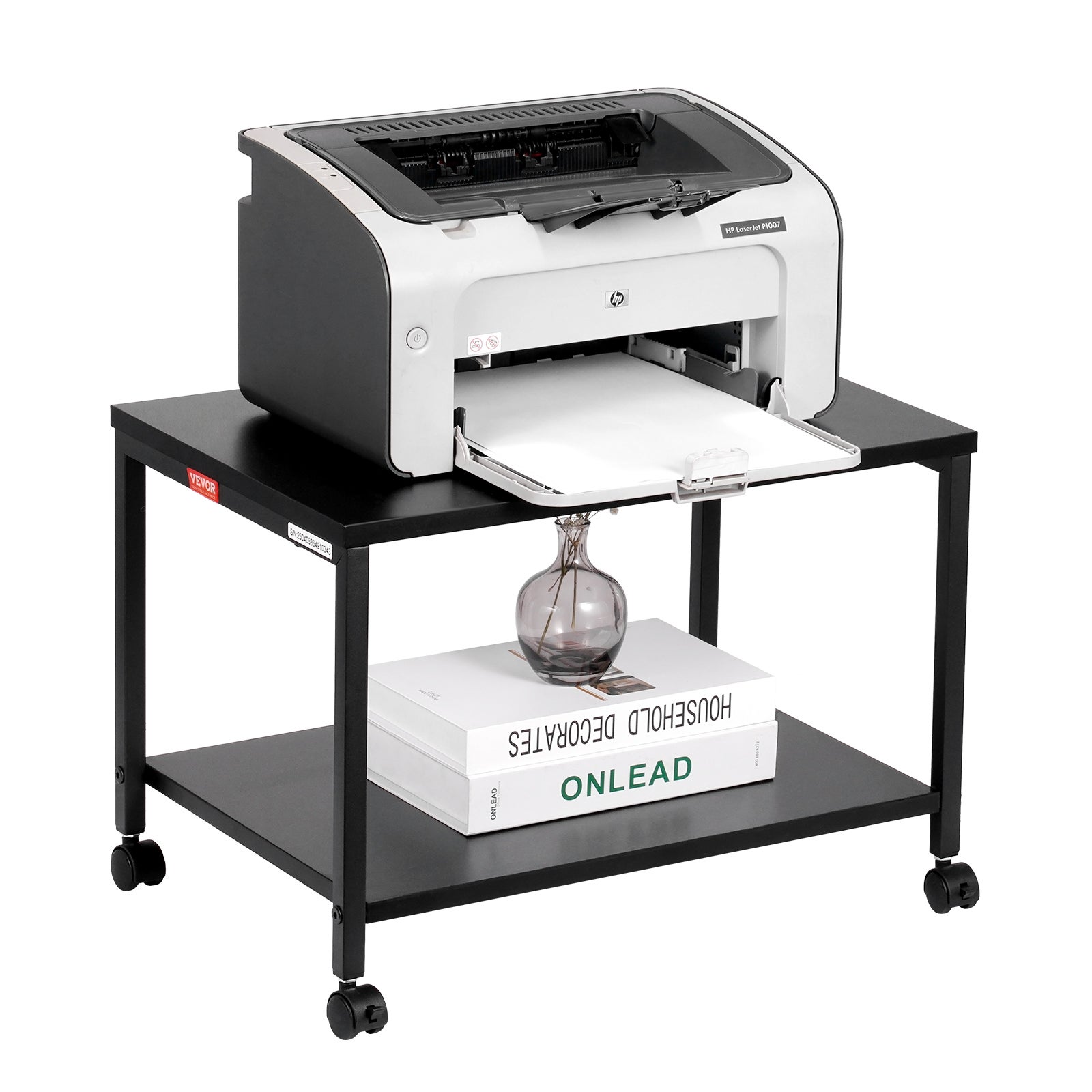Support d'imprimante mobile à 2/3 niveaux avec roulettes, chariot d'imprimante roulant sous le bureau avec étagère de rangement, pour imprimantes 3D, imprimantes de bureau, imprimantes laser (noir