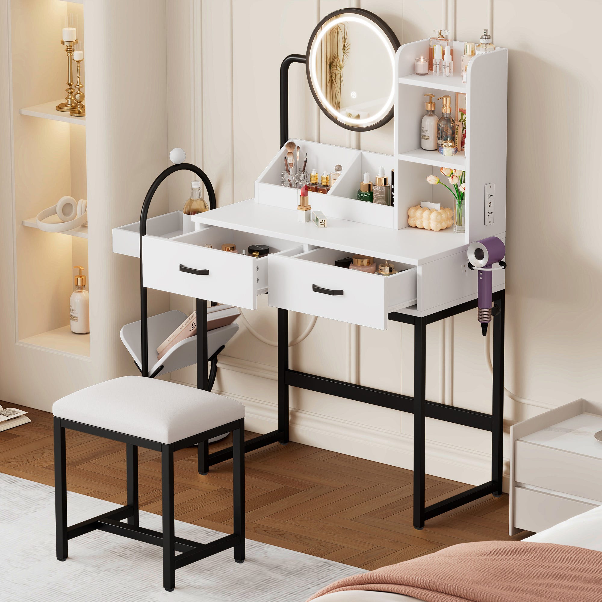 Coiffeuse Avec Miroir 80x40x138 5 Cm Avec Tabouret Avec clairage Coiffeuse Avec Miroir 80x40x138 5 Cm Avec Tabouret Avec clairage