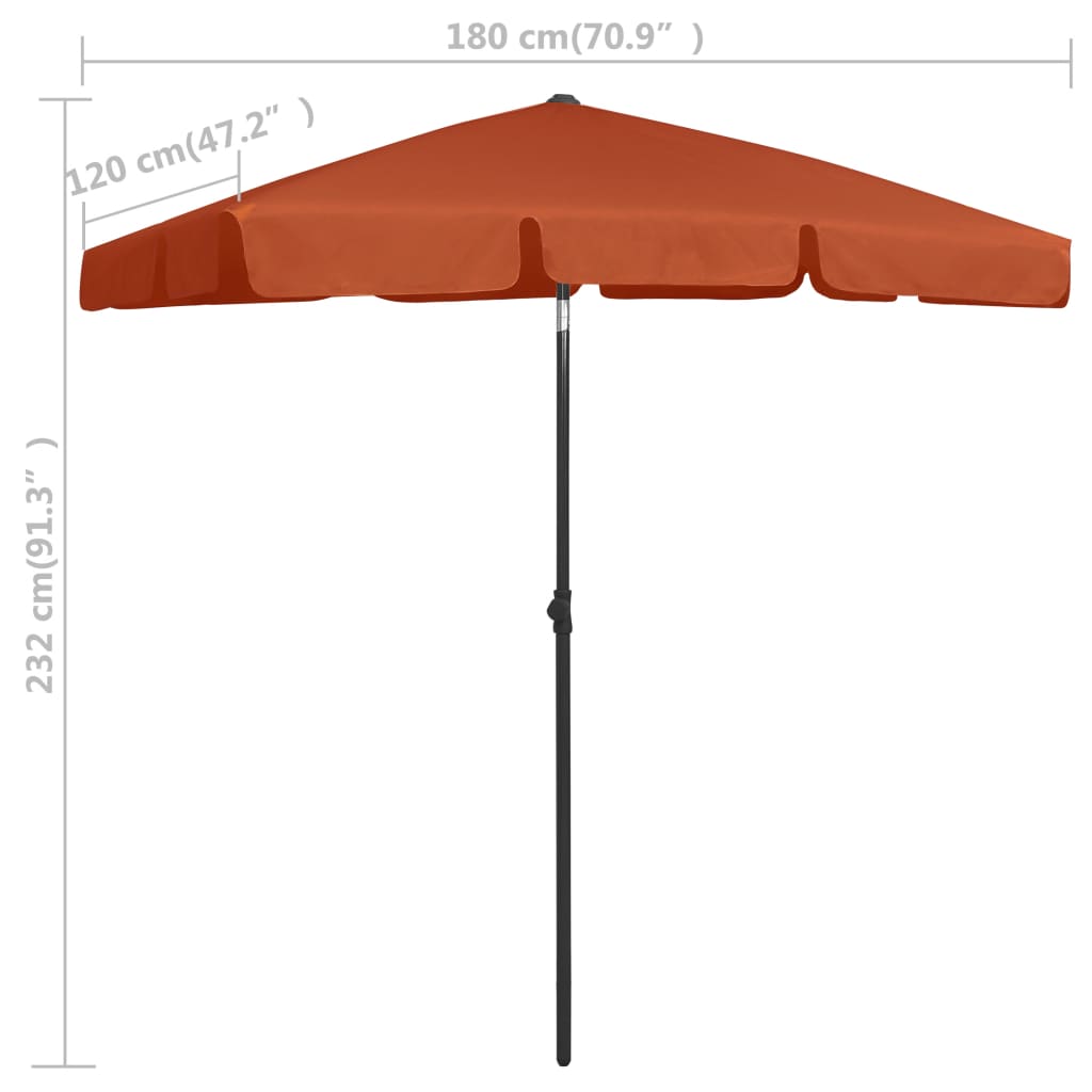 Parasol de plage Terre cuite 180x120 cm - 8