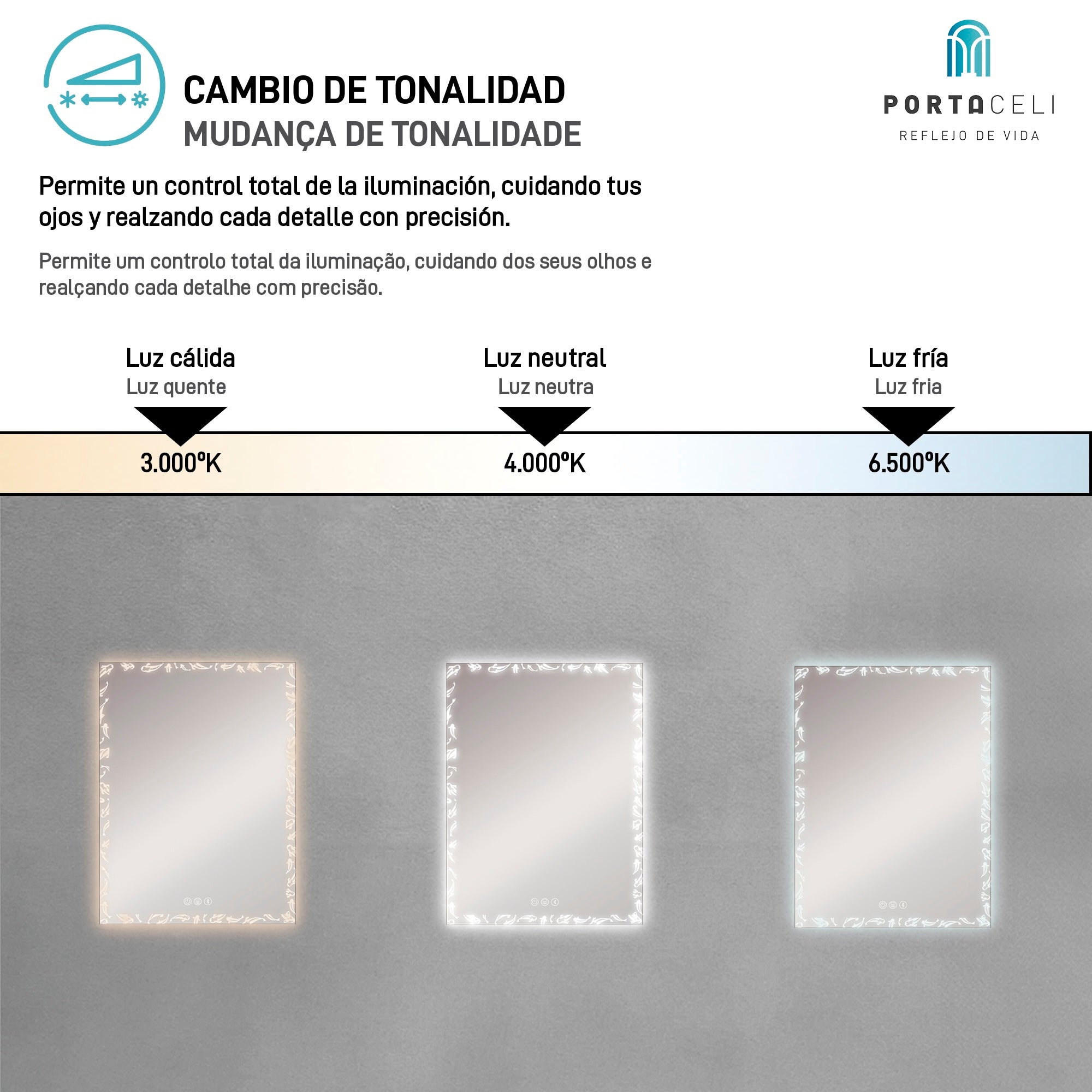 Miroir de salle de bain Koi Connect 80 x 80, APP, Anti-buée et Bluetooth - 7