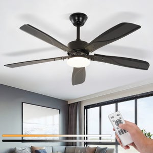Ventilateur Plafond Avec Lumiere Dimmable Grande Ventilo Plafond Avec Lumière Moderne Réversible Plafonnier Ventilateur De Plafond Silencieux 6 Vitesses Pour Salon Chambre-black A|107cm