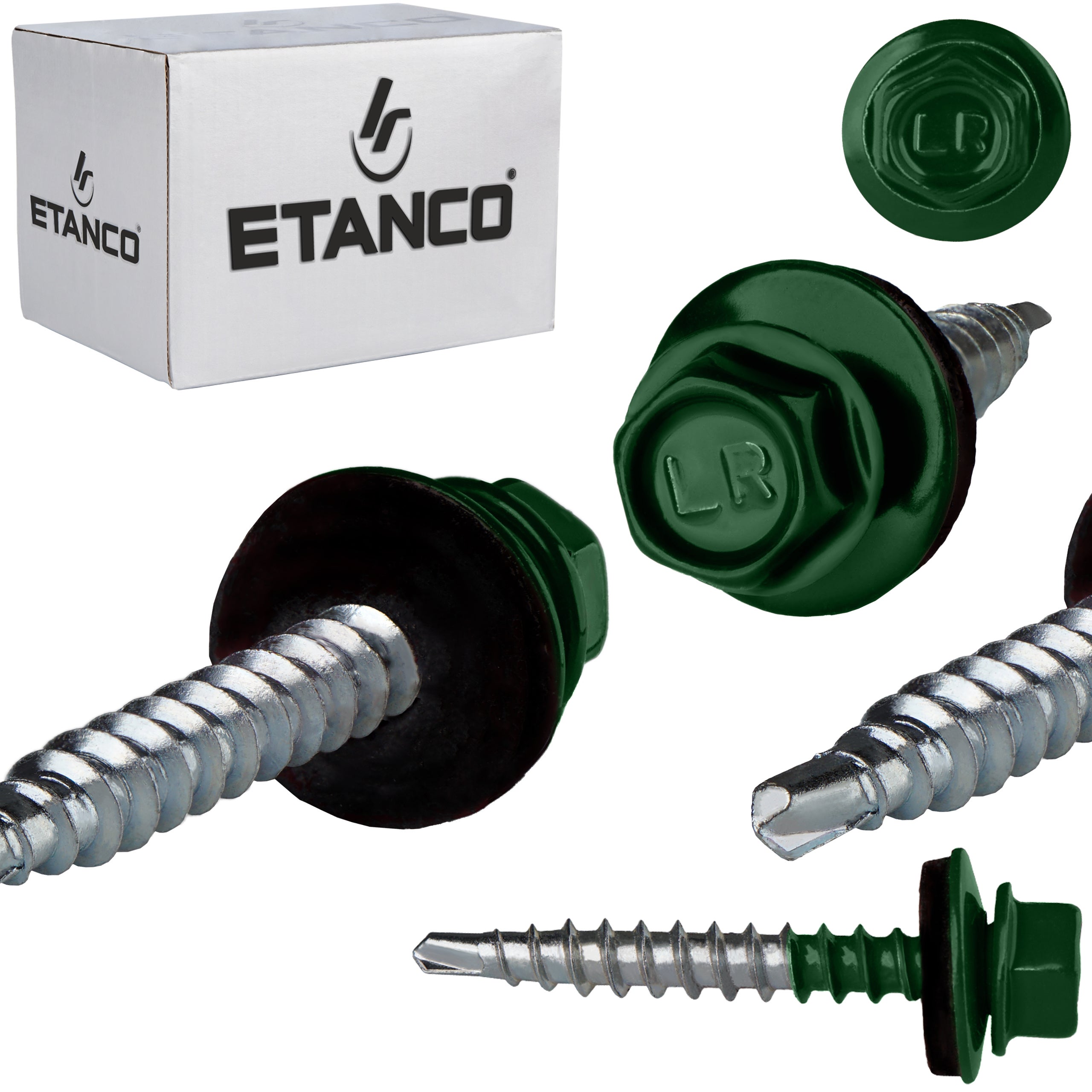 Wkręty farmerskie Etanco GTF2 Z14 4,8x35 mm RAL 6005 samowiercące 250szt