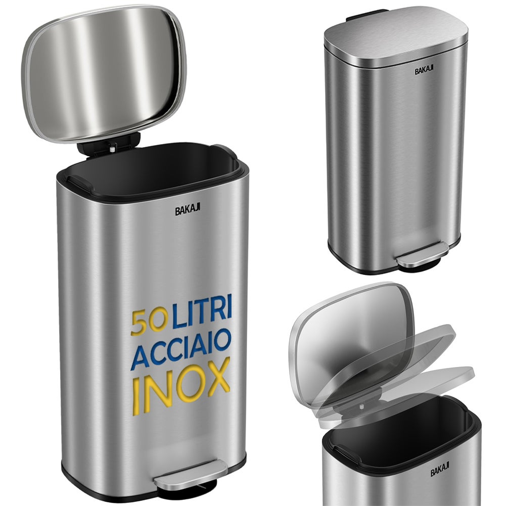Pattumiera rettangolare da 10 litri da 2,6 galloni con chiusura ammortizzata, cestini in acciaio inossidabile con secchio interno rimovibile, contenitore per rifiuti, cucina, bagno, ufficio (Color : S