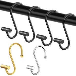 Crochet Seche Serviette 12 Crochets Rideau Douche Métal - Anneaux Suspension Anti-Rouille - Argent Anneaux Métal Antirouille