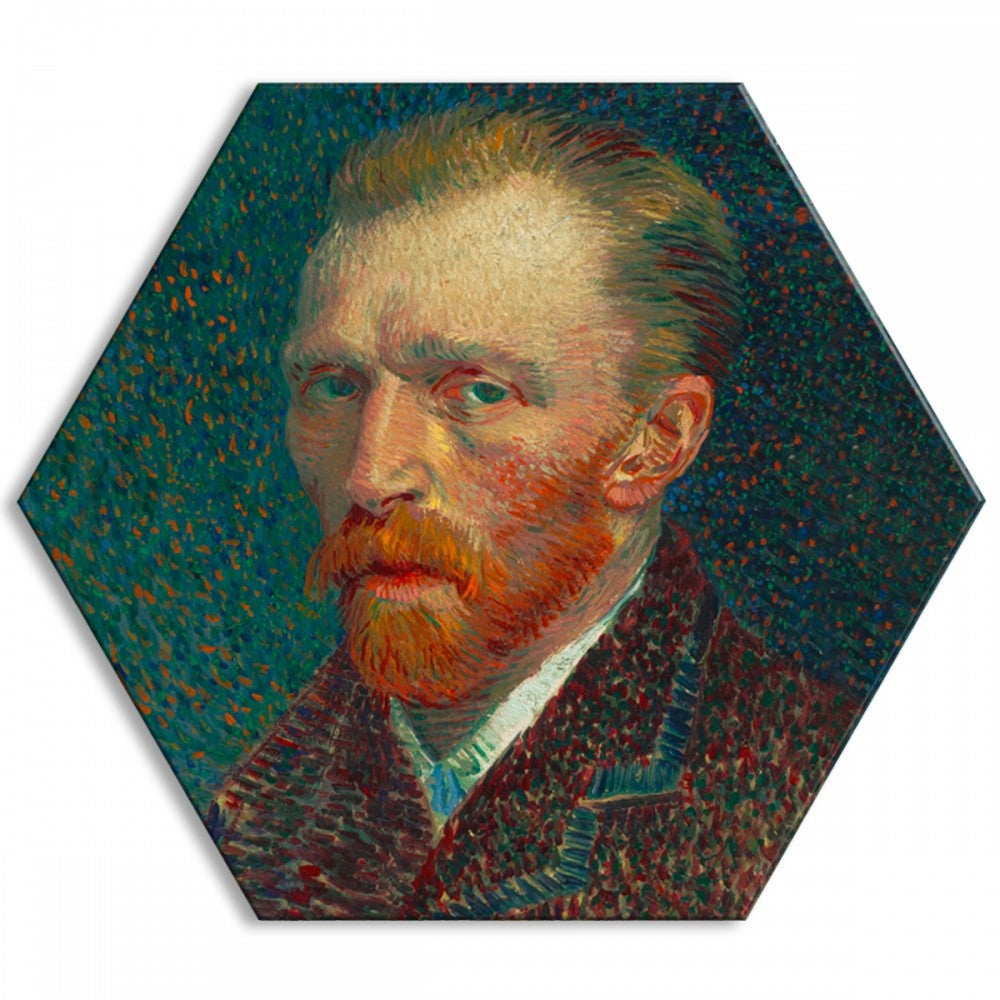 VAN GOGH - AUTOPORTRET 1887 - Płótno sześciokątne - Wydruk na płótnie oprawiony w ramę PCV 80x80 cm