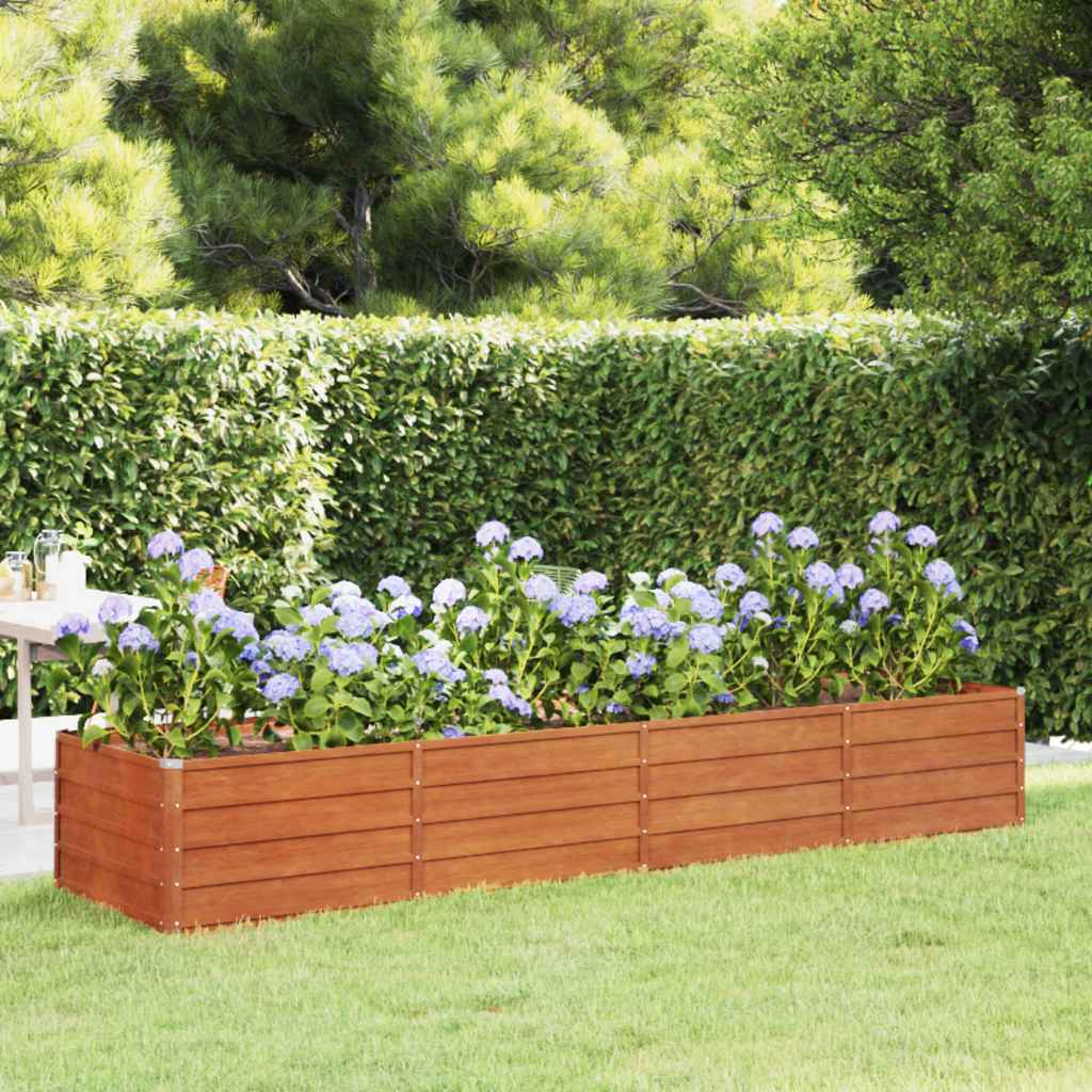 Jardinière - Lit surélevé de jardin - Pot de fleurs rouillé 320x80x45 cm acier corten Couleur évolue n1316l - 2